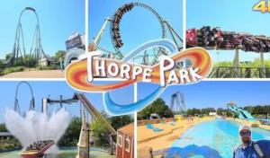 a collage of pictures of a theme park at The Cosy Cabin in Old Windsor