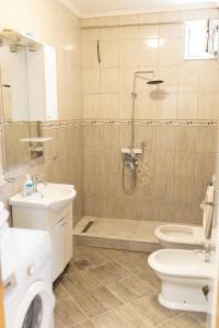 a bathroom with a shower and a toilet and a sink at Villa Igman in Hrasnica +68 photos
