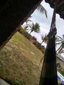 a hammock in a resort with palm trees at Acampamento Dos Frangos in Itabuna