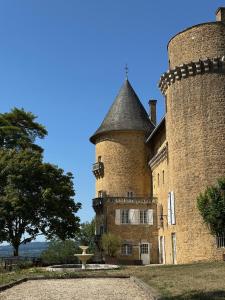 an old castle with a tower and a tree at Château Blanat in Saint-Michel-de-Bannières +14 photos