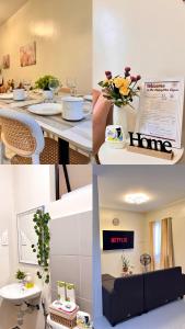 a collage of photos of a table with flowers on it at The HappyNest Tagum in Tagum +2 photos