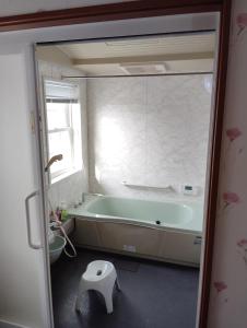a bathroom with a tub and a toilet in it at シンデレラ城風 邸宅のゲストハウス民泊 in Tosa +7 photos