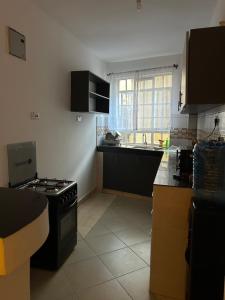 a kitchen with a stove and a sink at Serene Sidai in Nairobi