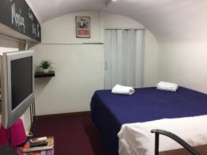 ローマにあるSan Pietro Loftのベッド1台とテレビが備わる小さな客室です。
