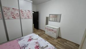 a room with a bed and a mirror at Ceca & Dimi Apartments 2 in Gevgelija +3 photos