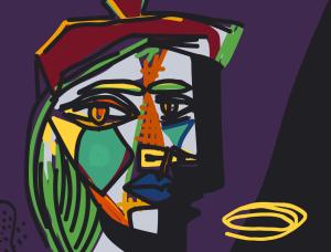 an illustration of a man with a tower on his face at Design- und Kunsthotel München in Munich