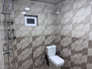 a bathroom with a toilet and a shower at İvanovka Eco Home in İvanovka
