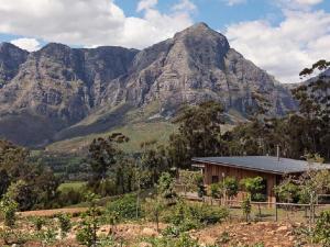 a house in front of a mountain at Camissa Farm in Stellenbosch