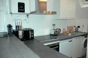 a kitchen with a sink and a counter top at Le Cosy Musette - Rue Piétonne in Dijon