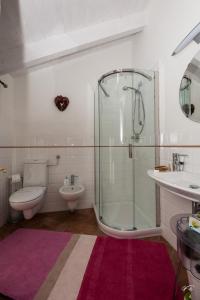 a bathroom with a shower and a toilet and a sink at Guest House Arancia145 in Ceriale