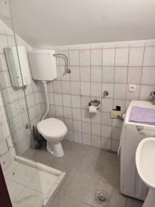 a bathroom with a toilet and a sink at Apartman Stay 23 Studio - Free Parking in Smederevo