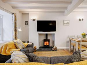 a living room with a fireplace and a tv at 2 Bed in Aberdovey oc-91962 in Aberdyfi