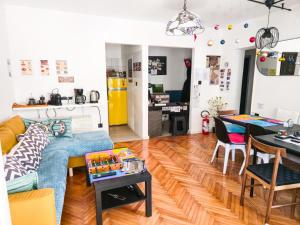 a living room with a couch and a table at Hostel Budva in Budva +45 photos