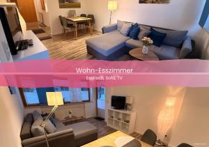 a living room with a couch and a table at Ferienwohnung Karrasch in Schwangau