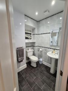 a white bathroom with a toilet and a sink at Bluebell House in Inverness +33 photos