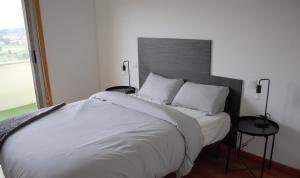 a bedroom with a large bed with white sheets and pillows at Alojamento Local Pando in Aveleda