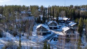 an aerial view of a home in the snow at Villa Magnolia 2 Himos in Jämsä