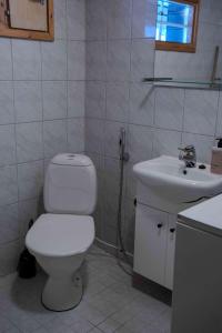 a bathroom with a toilet and a sink at Syötekätkö in Syöte +13 photos