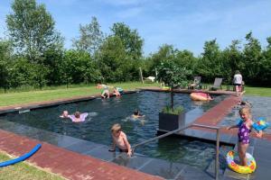 a group of people swimming in a swimming pool at Het Wellnesstje in Teuge