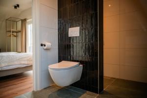 a bathroom with a toilet in a room at Hotel Biedeboom in 's-Heer-Hendrikskinderen