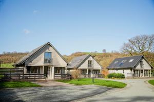 two homes with solar panels on their roofs at Willow Lodge in Knighton