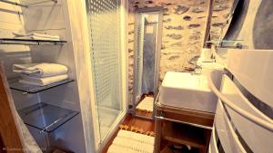 a bathroom with a sink and a shower at Le Puits Enchanté in Espalion +4 photos