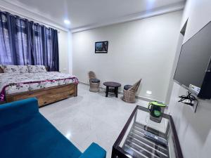 a bedroom with a bed and a tv in it at YNL HOMESTAY a boutique hotel in Dirang Dzong