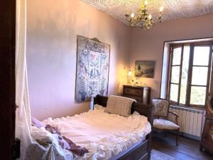 a bedroom with a bed with a mosquito net at Charming 19th-Century BB in Saint-Martial-le-Mont, Creuse in Saint-Martial-le-Mont