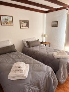 two beds sitting next to each other in a room at Lodge Ruta 71 in Trevelín