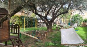 a playground with a tree and a hammock in a yard at B&B In Sabina in Poggio Nativo