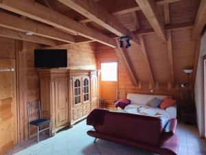 a living room with a couch and a tv at Ferienwohnung Bermbach in Weilburg