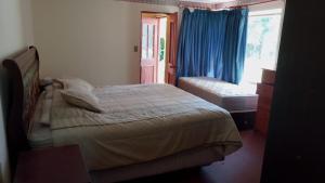 a bedroom with a bed and a window at Chalet yuris in Melipilla
