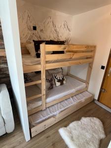 a bedroom with bunk beds in a room at Studio Carroz d'Arâches 4 pers in Arâches-la-Frasse