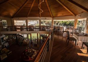 an overhead view of a restaurant with tables and chairs at Aranwa Sacred Valley Hotel & Wellness in Urubamba
