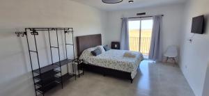 a bedroom with a bed and a large window at Portales del Vino 2 in Tupungato +19 photos