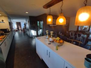 a kitchen with a counter with a bowl of fruit on it at Bed&Breakfast in Maipo