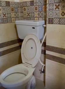 a bathroom with a white toilet in a room at Homestay in Darjeeling By NE DEN in Jāmb