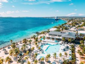an aerial view of the beach and the ocean at Van der Valk Plaza Resort Bonaire - All Inclusive in Kralendijk
