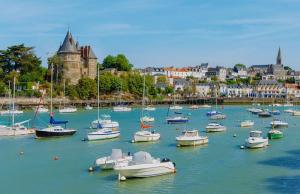 a bunch of boats in the water in a harbor at Maison de charme centre Pornic in Pornic