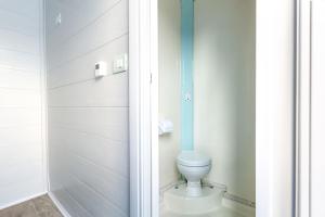 a bathroom with a toilet and a shower at Due Nodi by BarbarHouse in Gallipoli