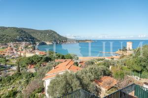 a view of a town and a body of water at Giglio Blu 1 in Campese