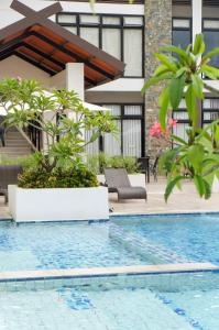 a pool at a hotel with chairs and plants at Chill Studio w Balcony & Free Pool Lapu-Lapu in Mactan Island