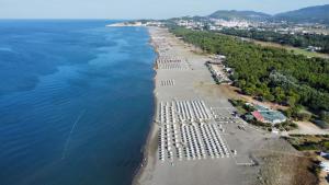 an aerial view of a beach next to the water at Long Beach Truma in Ulcinj