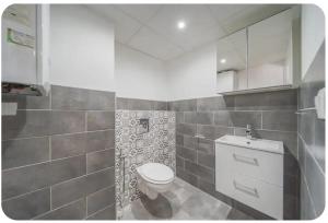 a bathroom with a toilet and a sink at Chez moi in Mont-Saint-Martin
