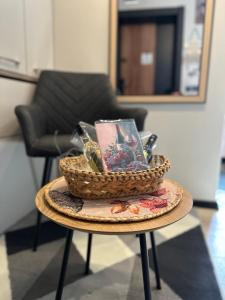 a table with a basket on top of it at Stayhome in Ruse