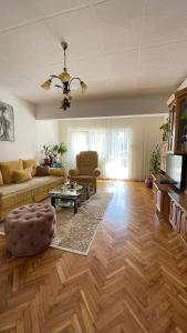 a living room with a couch and a table at Golden Grape House in Budva