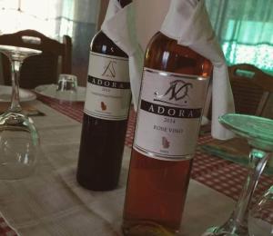 two bottles of alcohol sitting on top of a table at ŽUBOR VRELA in Despotovac +33 photos