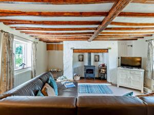 a living room with a couch and a fireplace at 2 Bed in Romsey oc-thatc in Newtown