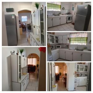 a collage of photos of a kitchen with a refrigerator at Mars Place in Saint Georgeʼs