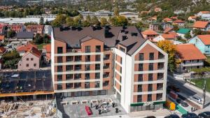 an overhead view of a building in a city at Royal View Cetinje in Cetinje